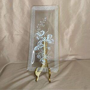 Vintage Gold Rim Etched Long Rectangular Plate